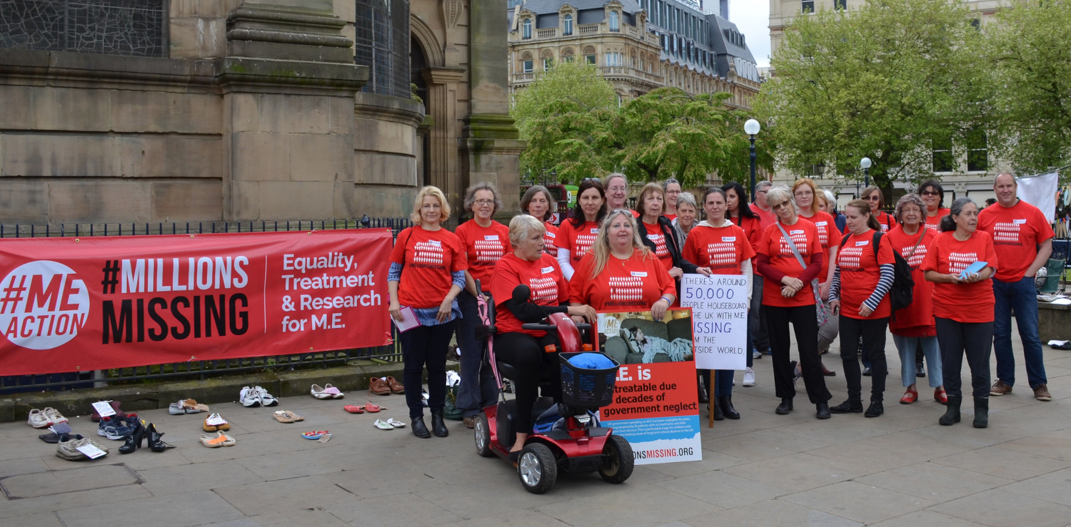 Millions Missing er alþjóðleg vitundarvakning ME-sjúklinga og málsvara þeirra. Frá viðburði í Birmingham 2017.